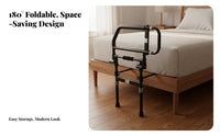 Anti-Fall Foldable Bed Safety Rail Heavy-Duty Steel Frame Elderly Stand Assist Bed Handle Tool-Tool-Less Assembly for Caregivers, Bedroom