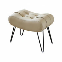 Light Luxury Aesthetic Tufted fluffyShaped Stool Multi-Purpose Arched Ribbed Ottoman Comfortable Seating Footrest Modern Design for Homeowners, Interior Designers, Students, Living Room, Entryway, Bedroom