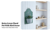 Metal Hanging Planter Embossed Lettering Wall Flower Basket Arched Top Decorative Plant Holder