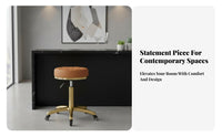 Adjustable Height Upholstered Vanity Stool Quiet Rolling Casters Upholstered Low-Back Task Seat Sturdy 5-Star Base Swivel Chair High-Rebound Foam for Makeup Enthusiasts, Home Office Workers, Beauty Salon, Barbershop, Medical Office, Dressing Room