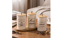 3 Pieces Coffee Canister Vintage-Style Sugar Canister Rustic Storage Jars with Metal Knobs for Countertop