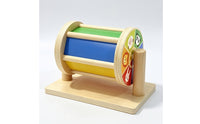 Rotating Wooden Drum Toy with Base Child-Centered-Inspired Revolving Drum Sensory Interactive for Babies, Toddlers, Infants, Playroom, Daycare, Classroom