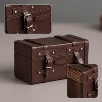 Vintage Dollhouse Trunk Faux Leather Miniature Trunk Lightweight Miniature Suitcase Portable for Crafters, Diorama