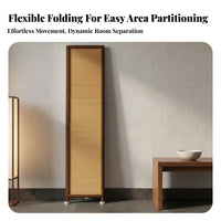 Foldable Chinese Design Room Divider No Installation Required Asian Design Partition Screen Portable Bamboo Privacy Partition Handmade for Interior Designers, Business Owners, Away Ice Workers, Entryway, Bedroom, Studio Apartment, Restaurant