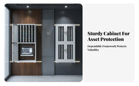 Lockable Security Wall-Mounted Key Cabinet Heavy Duty Construction High-Capacity Lock-and-Keyer Adjustable Shelves Storage Solution Effortless Sliding Panels for Realty Estate Agents, Car Dealership Personnel, Building Supervisors, Workshop