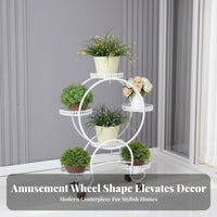 Wrought Iron Construction Multi Tier Plant Stand Large Capacity Multi-Tier Plant Stand Lockable Casters Metal Planter Display Rack Space Saving for Indoor, Balcony, Living Room, Corner