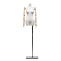 Cloth-Covered-Covered Half-Body Female Mannequin Textured Headless Torso Mannequin Narrow Shoulder Clothing Form Telescopic for Shop Window