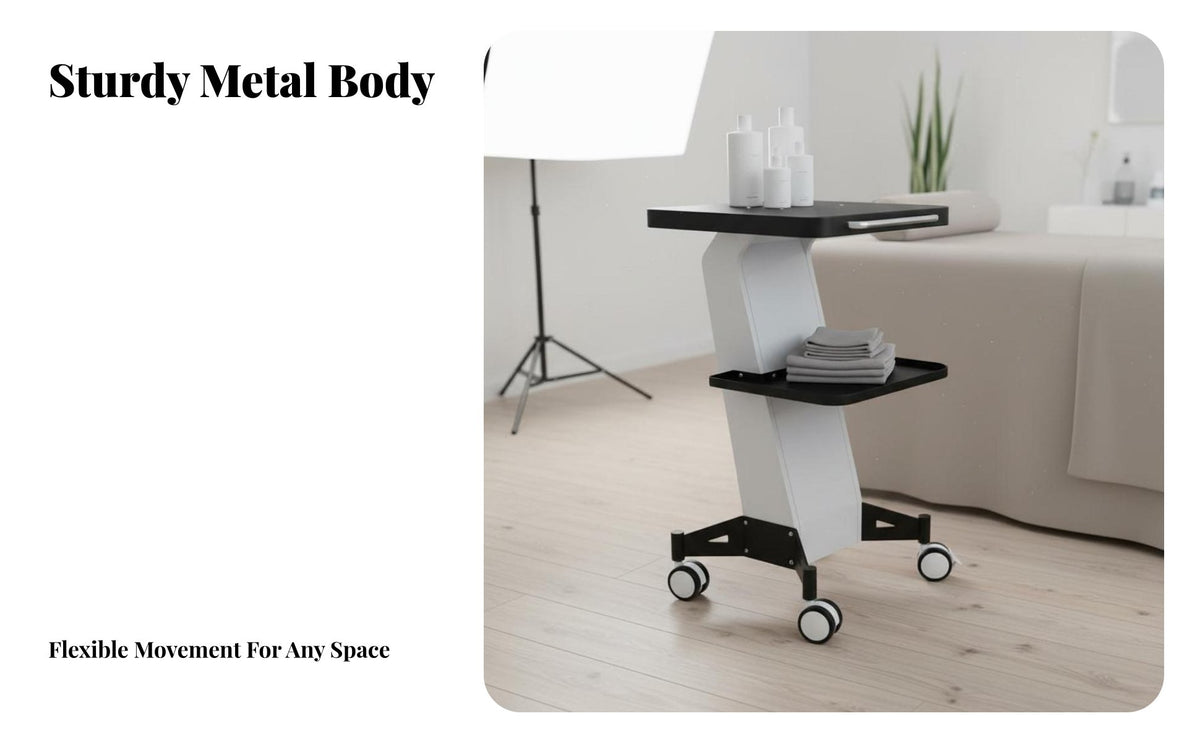 Cosmetic Tool Trolley 360-Degree Rotating Casters Wheeled Beauty Trolley Heavy Duty Spa Machine Rolling Stand for Cosmetic Specialists