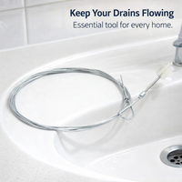 tool, flexible drain hair clog remover, steel wire sink unclogger clogged for homeowner 1.5 meter pipe