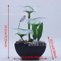 New Chinese Style Glass Lotus Resin Tabletop Fountain with Recirculating Water