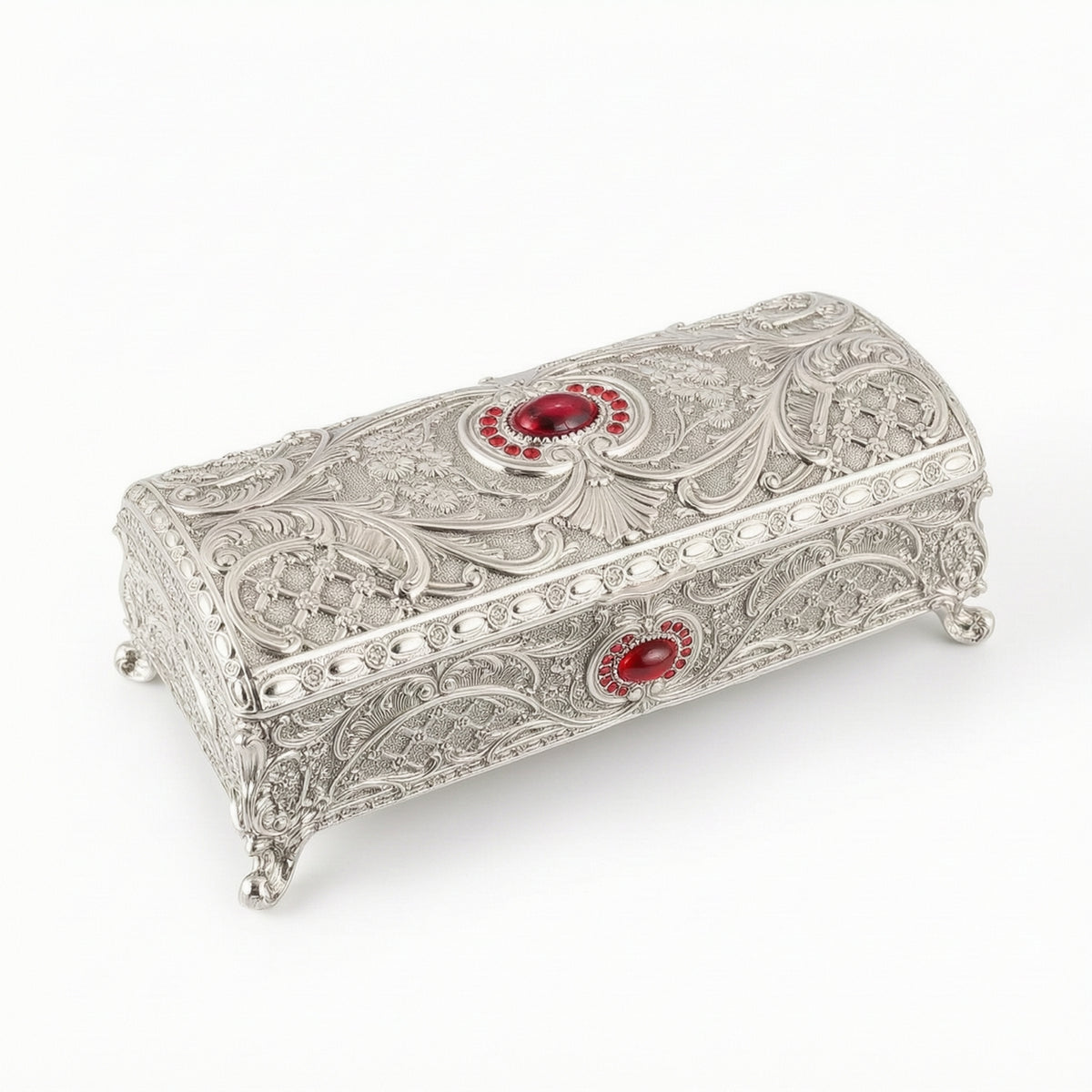 Metal Jewelry Box Decorative Jewelry Box with Hinged Lid Classic Small for Women, Dresser, Vanity