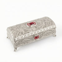 Metal Jewelry Box Decorative Jewelry Box with Hinged Lid Classic Small for Women, Dresser, Vanity