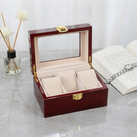 Watch Box with Window Glossy 3 Slot Watch Box Padded Case for Men, Dresser