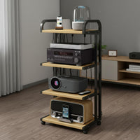 High-fidelity Amplifier Stand Multi-tier Equipment Rack with Rolling Wheels Heavy Duty Audio Shelf Stable Metal Frame Engineered Wood Shelves Suitable for Audiophiles Home Theater Enthusiasts Conference Rooms Office Use