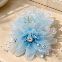 Elegant Peony Tassel Hair Claw Clip for High Crown Hairstyles
