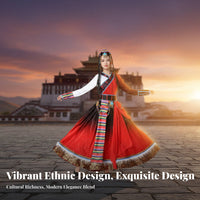 Tibetan Dance Dress Breathable Material Chinese Ethnic Dance Costume Mongolian Performance Gown Handmade Accessories