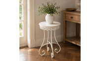 Round Iron Plant Stand Openwork French Retro Plant Stand Scroll Feet Decor Furniture for Garden