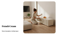 Minimalist Design Matching TV Stand and Coffee Table Set Floor-Standing Matching Living Room Furniture Set cord Management Household Furnishings Rounded Corners for Bedroom
