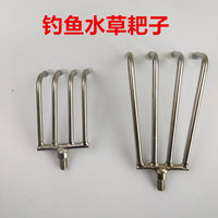 钓鱼水草耙子不锈钢搭钩配伸缩杆2齿3齿钩抓鱼钩子钩鱼器渔具包邮