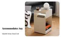 Minimalist Design 2-Tier Rolling Cabinet Multifunctional Side Table Mobile Design Nightstand Space-Saving for Apartment Dwellers, Downice Workers, Bedroom, Living Room, Small Areas, Under Desk