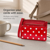 Polka Dot Mini Wallet with Multiple Card Slots and Coin Pouch