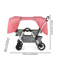 Twin Infant Pram Adjustable Canopy Double Baby Stroller Foldable for Toddlers