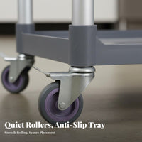 Multi-Functional Plastic Rolling Service Cart 360° Swivel Casters Restaurant Bussing Cart Large Capacity Rolling Service Trolley Long-Lasting for Professionals, Janitorial Personnel, Warehouse Workers