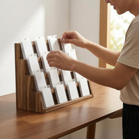 Polished Finished 4-Tier Wooden Card Display Stand Rectangular Base Tiered Card Display Rack Tabletop Multi-Purpose