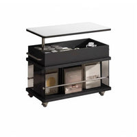 2-Tier Rolling Trolley Light Luxury Design Side Table With casters Multi-Functional for Homeowners, Adults, Small areas, Office