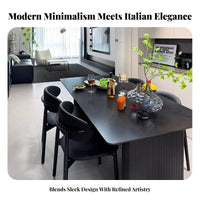 Scratch Resistant Black Sintered Stone Dining Table Easy to Clean Modern Rectangular Dining Set Long-Lasting Construction Minimalist Kitchen Table and Chairs Heavy Duty for Apartment Dwellers, Homeowners, Families, Cafe, Restaurant