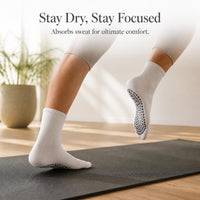 Non-Slip Yoga Pilates Barre Socks with Silicone Grips for Women, Mid-Calf Cotton Fitness & Dance Socks