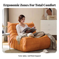 Light Luxury Design Armless Tufted Lounger High-Resilience Foam Lounge Chair Ergonomic Design Leisure Sofa Skin-Friendly Textile for Apartment Dwellers, Homeowners, Small Areas, Living Room, Bedroom, Reading Nook