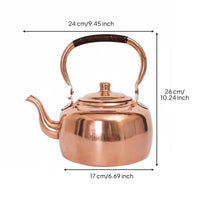 Copper Water Kettle Thick Wall Construction Copper Tea Kettle Anti-Scald Handle Kitchenware for Restaurant Use, Family Gatherings