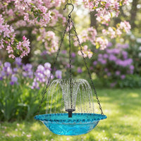 Hanging Bird Feeder and Solar Bird Bath Water Feature, Iron Outdoor Bird Feeder With Basin, Garden Decor and Bird Watcher Gift, 26*25*6 cm