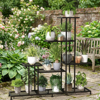Corner Shelf Plant Stand for Indoor Plants and Garden Decor, Foldable Metal Plant Stands Indoor with Ornate Scrollwork, Heavy Duty Display Stand