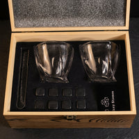 Gift Box with Whisky Gift Set for Birthday Gifts, Premium Wooden Box with 2 Whisky Glass and 8 Whisky Stones, Dad Birthday Gift for Him, 14pc