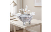 Planter with Bird Figurines Rustic Footed Planter Bowl Stone Look Centerpiece Bowl for Gardeners