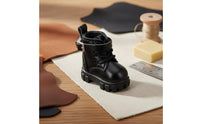 Leather-Like Finish Miniature High-Top Doll Boots Ankle Strap Lace-up Doll Boots Stitched Panels Pull Tabs