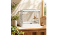 Glass Bird Cage Modern Bird Cage with Pull-out Tray Rectangular for Home Display, Indoor