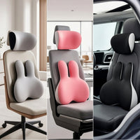 2 Pieces Ergonomic Headrest and Support Pillow Set Pressure Relief Neck and Back Support Pillow Supportive Back Cushion with Headrest Comfortable for Drivers, Office Workers, Commuters, Car Seat, Long Drives