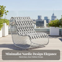 Nordic Design Wicker Lounge Chair Woven Frame Patio Seating Group Weather-Resistant Outdoor Furniture Modern design for Hotel Managers, residents, partners, Garden, Balcony, Courtyard, posterioryard