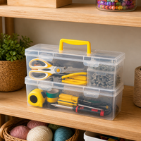 Compartment Storage Box, Craft Storage Organizer with Handle, Stackable Translucent Bead Storage for Building Blocks, Screws & Parts
