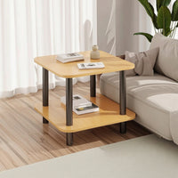 Minimalist Two-Tier Side Table Modern Square Side Table Simple Nightstand Sleek for Bedroom