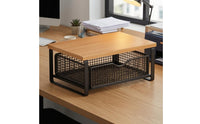 Desktop Printer Stand  Compact Wire Drawer Basket Organizer Unobstructed Front 2 Tier Desk Shelf