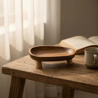 Compact Oval Tray with Legs Decorative Elevated Wooden Tray Elegant Smooth for Coffee Table