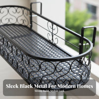 Space-Saving Balcony Railing Planter Box Easy Installation Hanging Planter Basket Anti-Rust Plant Holder Sturdy for Apartment Dwellers, Decor fans, Homeowners, Indoor, Fence, Patio, Porch