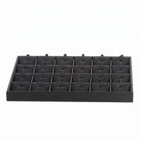 Raised Edge Black PU Leather Jewelry Display Tray Shallow Design Black Jewelry Display Tray Space Saving Easy to Clean