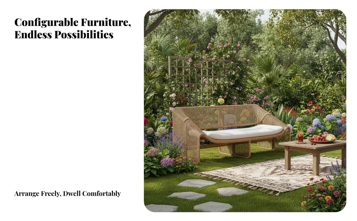 Weather Resistant Woven Armchair Waterproof Woven Low-Slung Seat Modern Design Outdoor Furniture Cushioned Comfort for Guesthouse Operators, Homeowners, Readers, Balcony, Garden, Courtyard, Poolside