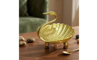 Decorative Swan Bowl Carved Swan Tray Textured Tabletop Container with Pedestal Ornamental for Collectors, Entryway, Vanity, Coffee Table