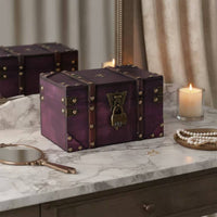 Antique Design Storage Chest Lockable Vintage Wooden Box Antique Design Treasure Chest Hinged Lid Home Decor Faux Leather